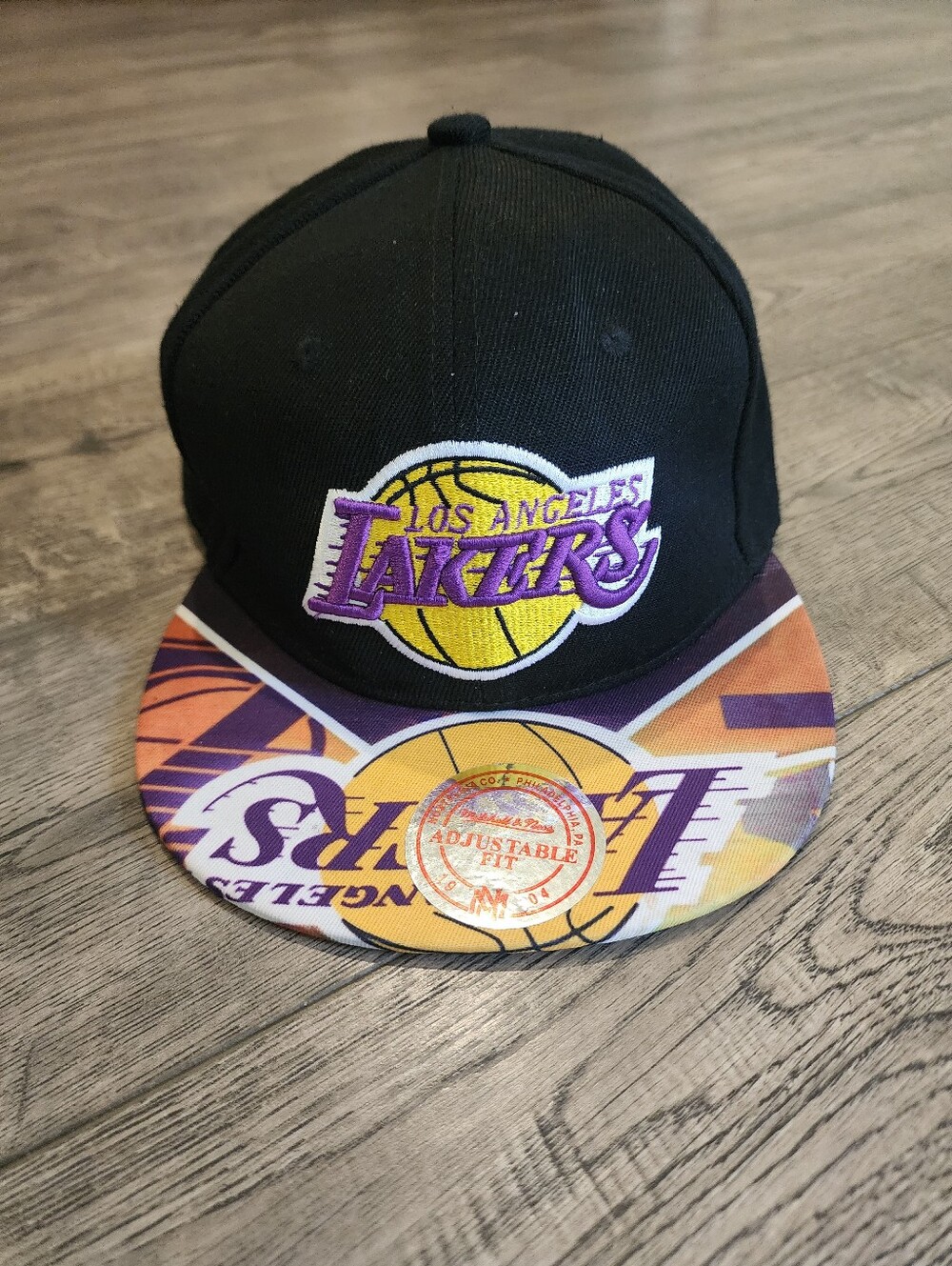 Los Angeles Lakers Mitchell and Ness Hardwood Classic Hat Snapback Collage Brim